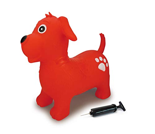 Jamara 460454 - Animal saltarín Perro Rojo con Bomba - Mejora el Equilibrio y Capacidad motora, Orejas como Soporte, Robusto y Resistente, Peso sostenible 50 Kg