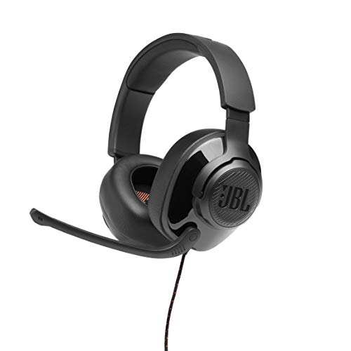 JBL Quantum 200 - Auriculares para gamers con sonido QuantumSOUND y un diseño llamativo, color negro