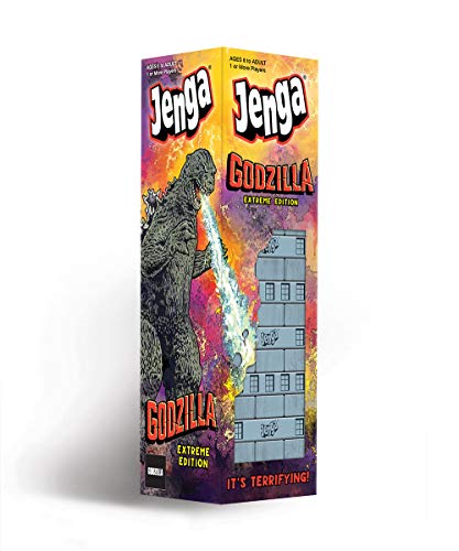 Jenga: Godzilla Extreme Edition | Basado en la película clásica de Monster Movie Franchise Godzilla | Juego coleccionable Jenga | Juego único con una pieza móvil Godzilla