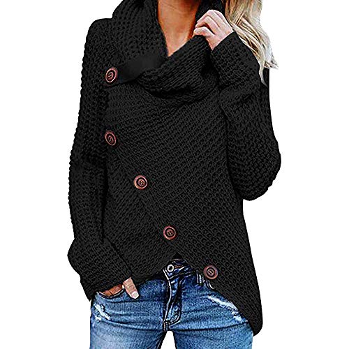 Jerseys De Punto para Mujer Cuello de Tortuga Manga Larga Suelto Prendas de Punto Suéter Irregular Jerséis Collar de la Pila Tops Cálido Otoño Invierno riou (z-Black, S) Jerseys De Punto para Mujer Cuello de Tortuga Manga Larga Suelto Prendas de Punto Suéter Irregular Jerséis Collar de la Pila Tops Cálido Otoño Invierno riou (z-Black, S)