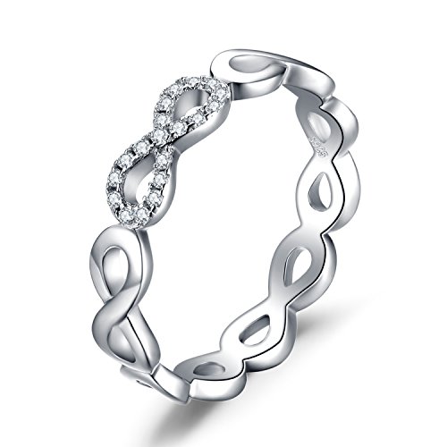 JewelryPalace Anillo Mujeres Infinito Amor para siempre Promesa Aniversario con Zirconia cúbica Plata de Ley 925 Tamaño 11