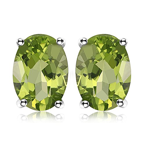 JewelryPalace Pendientes 1.8ct Genuino Peridoto Verde Oval Natural Piedra de nacimiento Aretes Plata de ley 925 JewelryPalace Pendientes 1.8ct Genuino Peridoto Verde Oval Natural Piedra de nacimiento Aretes Plata de ley 925