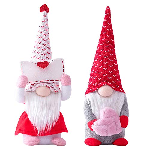 JHGJG 2 Piezas De Adornos De Felpa De Gnomo De San Valentín, Muñeco De Papá Noel Sin Rostro De Gnomo, Figuras De Vacaciones, Adornos De Juguete (Pequeña)