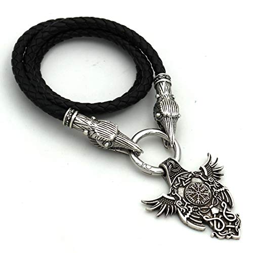 JIAORLEI Collar de Cabeza de dragón Vikingo Odin Legend Amulet Colgante de Metal Joyería de Moda de Abanico Europeo y Americano