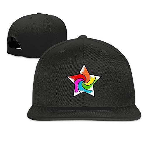 JIMSTRES Rainbow Star Baseball Hats Unisex Flatbrim Adjustable Fashion Street Rapper Hat