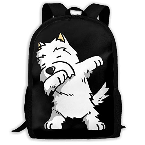 JKOVE Mochila Tipo Casual,Mochilas Escolares,Westie Dabbing Dog Dab Dance Move Backpack Laptop Bags Shoulder Bag College Daypack Backpacks For Unisex