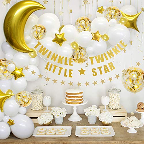 JOYMEMO Twinkle Twinkle Little Star Balloon Garland Arch Kit - Paquete de 98 Globos Moon and Star Garland para niño o niña Baby Shower Fiesta de cumpleaños Revelación de género