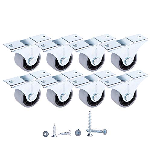Juego de 8 ruedas de 30 mm con movimiento suave de goma con placa de metal con tornillos para muebles (8) Juego de 8 ruedas de 30 mm con movimiento suave de goma con placa de metal con tornillos para muebles (8)