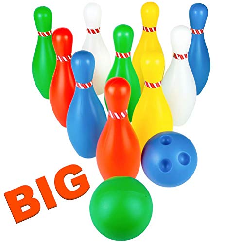 Juego de Bolos Infantil Sets de Bolos Juguete con 6 Pinos Coloridos y 2 Bolas Pelota de Exterior Jardin Juguete para Niños 3 4 Años