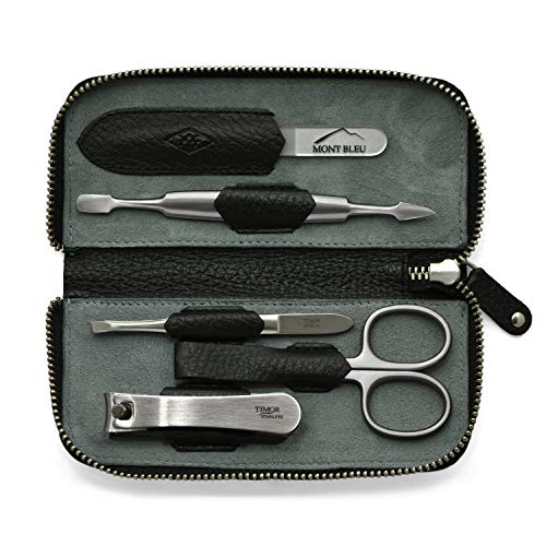 Juego de manicura de 5 piezas de Giesen & Forsthoff, con lima de uñas de cristal, en estuche de cuero | Juego de manicura de primerísima calidad Juego de manicura de 5 piezas de Giesen & Forsthoff, con lima de uñas de cristal, en estuche de cuero | Juego de manicura de primerísima calidad