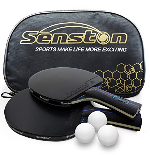 Juego de Raquetas de Tenis de Mesa Senston con 3 Pelotas, 2 Palos de Ping Pong Profesionales, Juego de Tenis de Mesa con Bolsa de Transporte