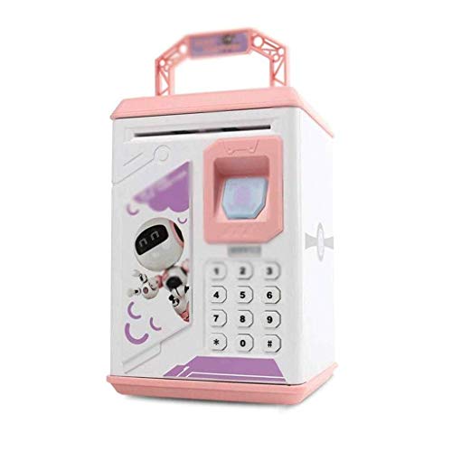 JYDQM Dinero Efectivo electrónico de Dibujos Animados contraseña Mini ATM Hucha Can Desplazamiento automático de Papel Dinero Caja de Ahorro, for niños de los niños (Color : Pink)