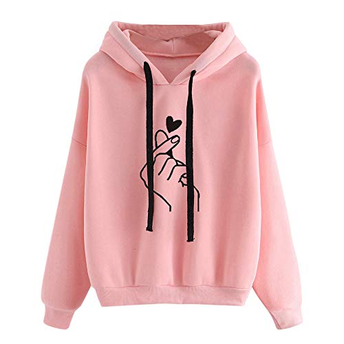 K-youth Sudadera con Capucha de Manga Larga con Estampado de Corazones para Mujer Deporte Sudaderas Mujer Tumblr Invierno Anchas (Rosa, S) K-youth Sudadera con Capucha de Manga Larga con Estampado de Corazones para Mujer Deporte Sudaderas Mujer Tumblr Invierno Anchas (Rosa, S)