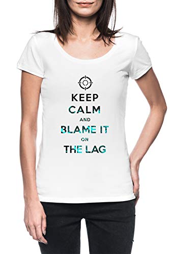 Keep Calm and Blame It On The Lag Mujer Blanco Camiseta Manga Corta Women's White T-Shirt