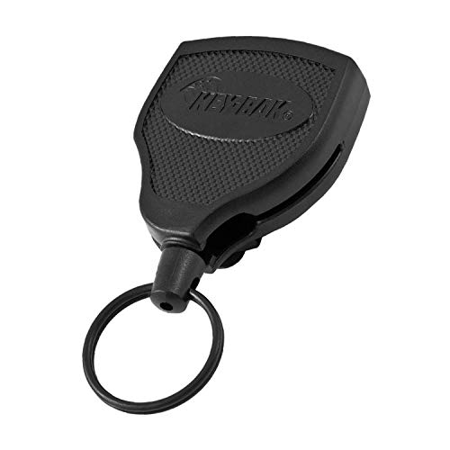 KEY-BAK SUPER48 - Carrete de llave estable Kevlar cuerda hasta 15 llaves con clip, negro