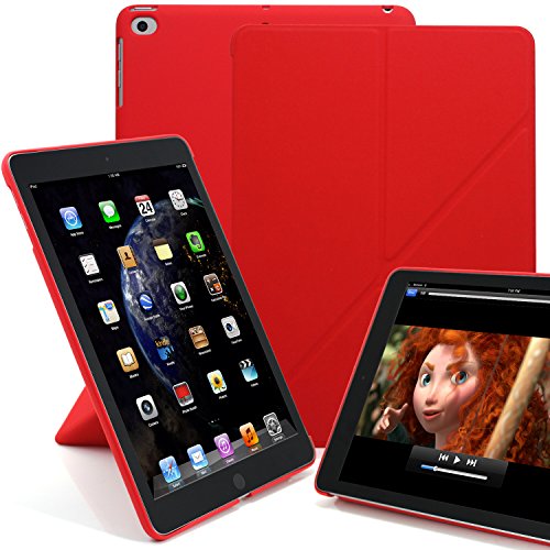 KHOMO - Funda para iPad de 9,7 Pulgadas (2017 y 2018), Serie Dual Origami, Pantalla Horizontal y Vertical, Color Rojo