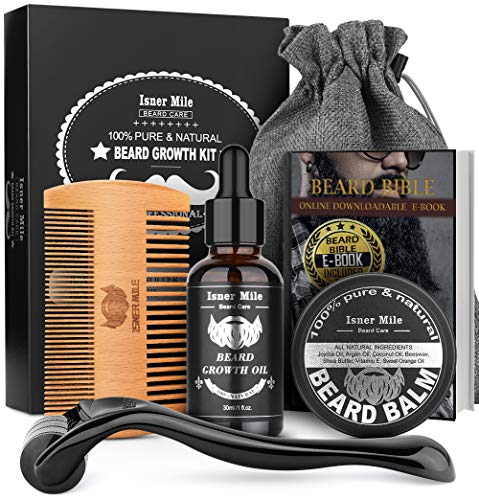 Kit Crecimiento Barba con Aceite Natural Barba, Bálsamo, Peine, Bolsa Almacenamiento, Estimula, Promueve el Crecimiento del Bigote, los Mejores Regalos Para Hombres, Papá, Padre, Novio