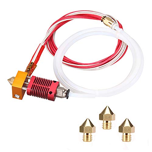 Kit de boquilla para impresora 3D MK8 Hotend Kit compatible con Alfawise U20 U30 Creality Ender 3 Kit de extremo caliente de extrusora MK8 ensamblada con boquilla 0,4 mm, 24 V 40 W