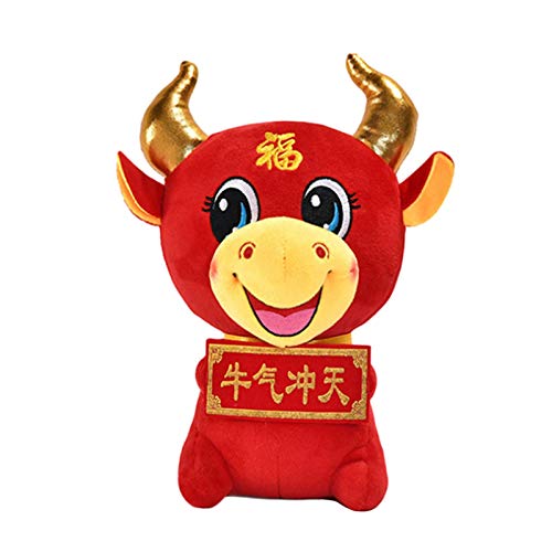 knowledgi 2021 Lunar New Year Plush Toys-7.87 Pulgadas Chinese 12 Zodiac Lucky Ox muñeca, Utilizado para la decoración del hogar del Año Nuevo Lunar, muñecas para niños