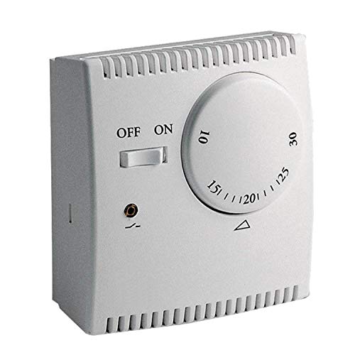 KPS Termostato analógico para calefacción o aire acondicionado con interruptor ON/OFF, Conexión 2 hilos, 5ºC a +30ºC