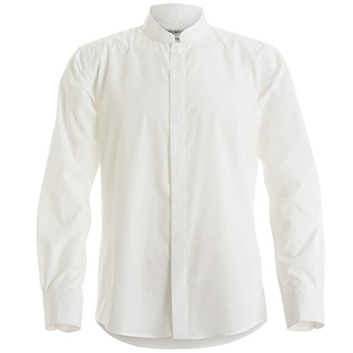 Kustom Kit - Camisa entallada de manga larga con cuello chino / mao Hombre Caballero - Trabajo/Fiesta/Verano (Grande (L)/Blanco)