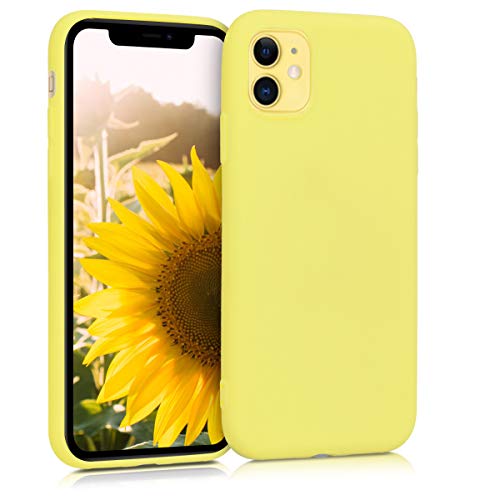 kwmobile Funda Compatible con Apple iPhone 11 - Carcasa de TPU Silicona - Protector Trasero en Amarillo Pastel Mate