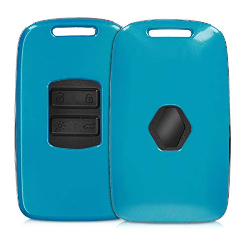 kwmobile Funda Compatible con Renault Llave de Coche Smart Key de 4 Botones (Solo Keyless Go) - Carcasa Dura para Llave de Coche Mando de Auto - en Azul