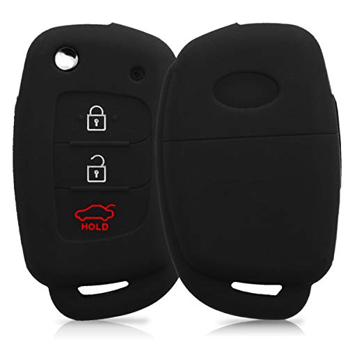 kwmobile Funda de Silicona Compatible con Hyundai Llave de Coche Plegable de 3 Botones - Carcasa Suave de Silicona - Case Mando de Auto Negro kwmobile Funda de Silicona Compatible con Hyundai Llave de Coche Plegable de 3 Botones - Carcasa Suave de Silicona - Case Mando de Auto Negro