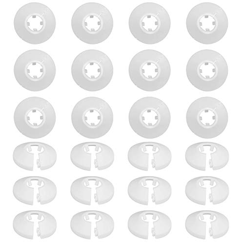 LAITER 24 pcs Radiador Plástico para tuberías Cubierta de roseta Embellecedor Radiador Tubería Cubierta de la Roseta Collares para tuberías Diámetro de 15 mm