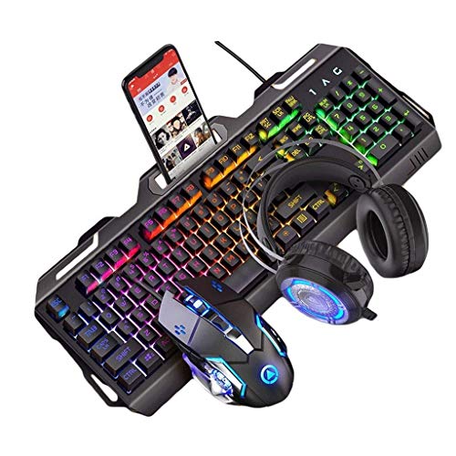 LaLa POP Teclado Y Ratón con Cable Resplandor Headset Set Metal Mecánica Silenciosa Luz De Fondo Ministerio del Interior Esports Juego (Color : Black) LaLa POP Teclado Y Ratón con Cable Resplandor Headset Set Metal Mecánica Silenciosa Luz De Fondo Ministerio del Interior Esports Juego (Color : Black)