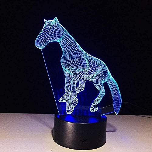 Lámpara de ilusión 3D Horse-Z Luz de noche USB 7 colores Decoración LED Cambio de regalo para niños-16 colors remote