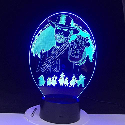 Lámpara de ilusión 3D Luz de noche Led Red Dead Redemption Juego de decoración de 2 dormitorios USB para regalo de Navidad Accesorios de decoración del hogar