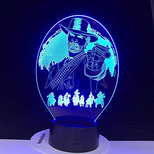 Lámpara de ilusión 3D Luz de noche Led Red Dead Redemption Juego de decoración de 2 dormitorios USB para regalo de Navidad Accesorios de decoración del hogar Lámpara de ilusión 3D Luz de noche Led Red Dead Redemption Juego de decoración de 2 dormitorios USB para regalo de Navidad Accesorios de decoración del hogar