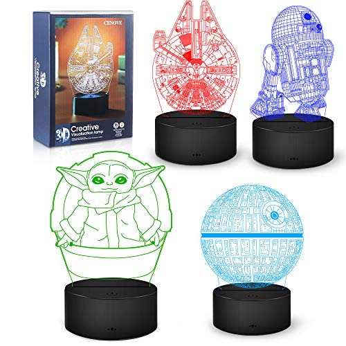 Lámpara de noche de Star Wars, 16 colores cambiantes, lámpara decorativa 3D con mando a distancia, regalo fans de Star Wars, niños y hombres