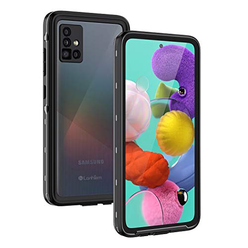 Lanhiem Funda Impermeable Samsung A51, Carcasa Sumergible Resistente Al Agua IP68 Certificado [Protección de 360 Grados], Carcasa para Samsung Galaxy A51 con Protector de Pantalla Incorporado