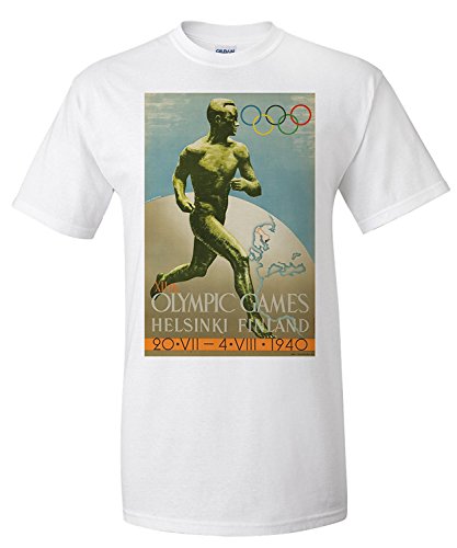 Lanterner XII Olympic Games - Helsinki Finland Vintage Poster (Artist: Sysimetsa) Finland c. 1940 (Premium T-Shirt)
