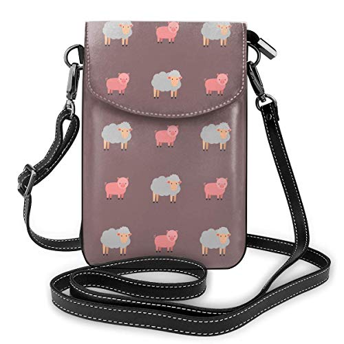Lawenp Monedero de cuero para teléfono, lindo cerdo de dibujos animados de animales de granja pequeño bolso bandolera Mini bolso para teléfono celular bolso de hombro para mujeres