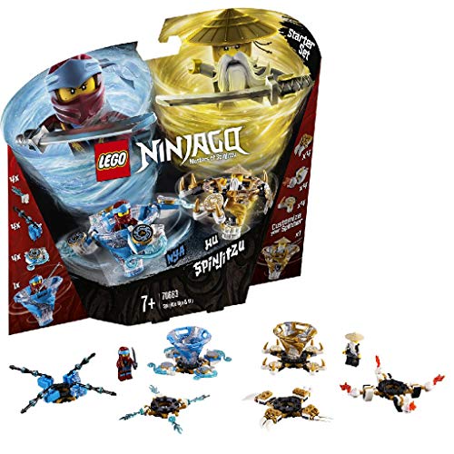 LEGO Ninjago - Spinjitzu Nya & Wu, peonzas azul y dorada de ninjas de juguete (70663) , color/modelo surtido