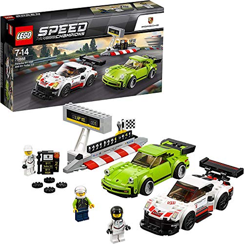 LEGO Speed Champions - Porsche RSR y 911 Turbo 3.0, Juguete de Coches de Carreras para Construir, Jugar y Exponer, Incluye Minifiguras de Pilotos y Barrera de Boxes (75888)