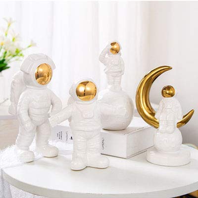 LEILEI Figuras de Astronauta de Planeta de cerámica,Serie Espacial,Adorno de Estatua,decoración del hogar,Juego Blanco