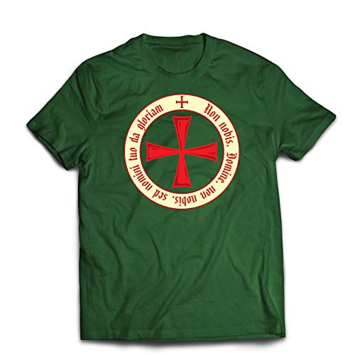 lepni.me Camisetas Hombre El Código de los Templarios Orden de Caballero Cristiano, Cruz del Cruzado (X-Large Verde Oscuro Multicolor)