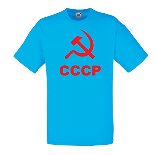 lepni.me Camisetas Hombre URSS СССР Unión Soviética Socialista Martillo y Hoz (XX-Large Azul Rojo)