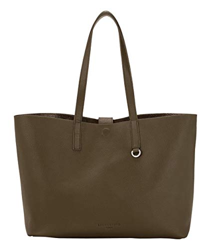 Liebeskind Berlin Reversible Shopper Large, Bolso de hombro para mujer, dark oliv green, 36x28x14 cm