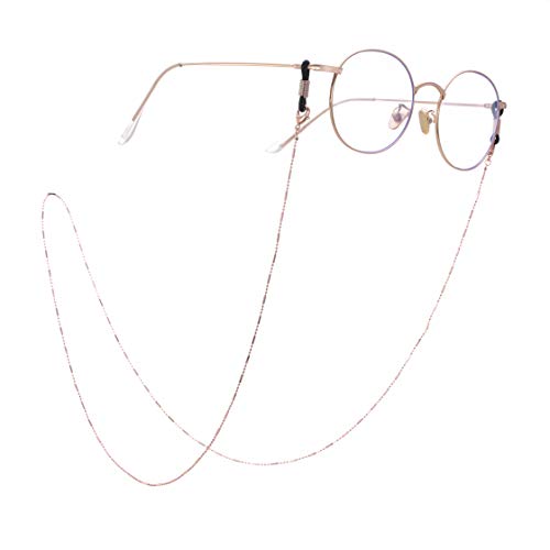 LIKGRAN - Cadenas de gafas de sol para mujer, con cuentas y cuerdas, color dorado rosa, conector negro