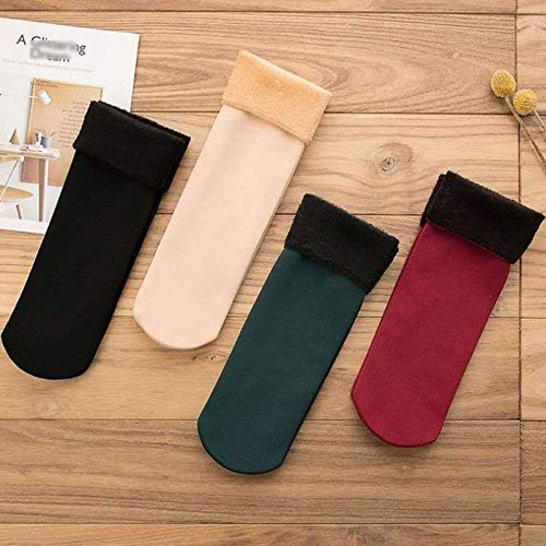 lingyagaofeng 4 Pares De Calcetines TéRmicos De Invierno De Terciopelo CeñIdo, Calcetines TéRmicos Gruesos De Lana De Cachemira para La Nieve para Mujer