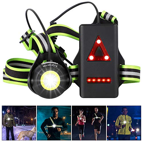 Linterna recargable USB para correr, luz LED recargable en el pecho, para correr, luz trasera para correr, caminar, camping, pesca, seguro para el invierno
