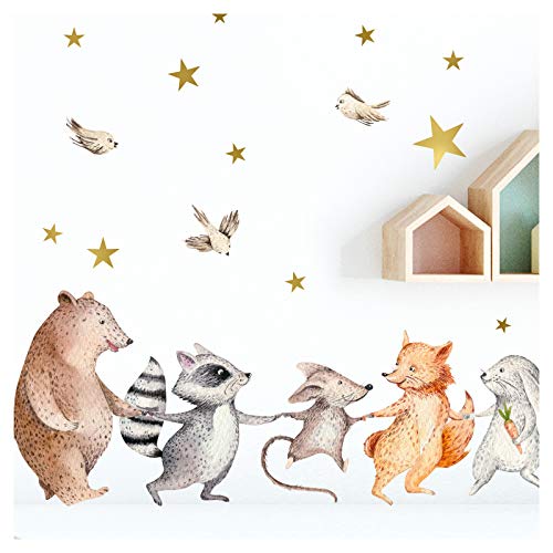 Little Deco Mural de Animales del Bosque de la Mano I A4-21 x 29,7 cm I Mural de Pared Tatuaje habitación los niños decoración niño Pegatina Cuadros bebé DL169