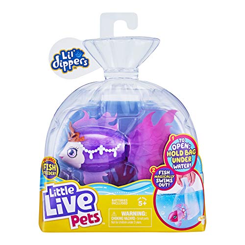 Little Live Pets Lil' Dippers – Seaqueen – Lil' Dippers de Little Live Pets con Efecto «Wow» al desempaquetar en Agua y Alimentar interactivamente.