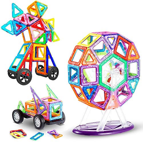 LIVEHITOP 116 Piezas Bloques de Construcción Magnéticos – 3D Juego Imanes Juguete Educativo Creativo Cumpleaños Regalo Reyes Magos para Niños y Niñas más 3 Años