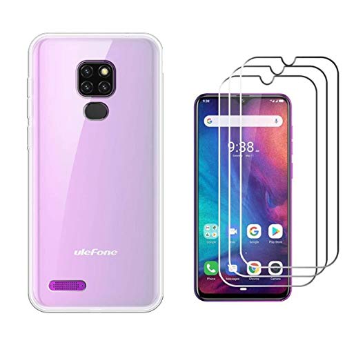 LJSM Funda para Ulefone Note 7P + [3 Piezas] Protector de Pantalla Templado Film Película Protectora - Semi-Transparente Carcasa Silicona TPU Suave Caso Case para Ulefone Note 7P 2019 (6.1") -Clear